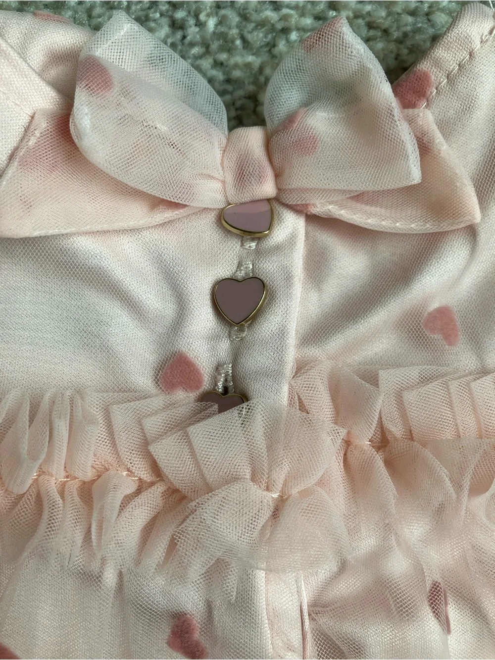 Cupcakes and Cashmere Baby/Toddler Pink Heart Tulle Bow Dress Top